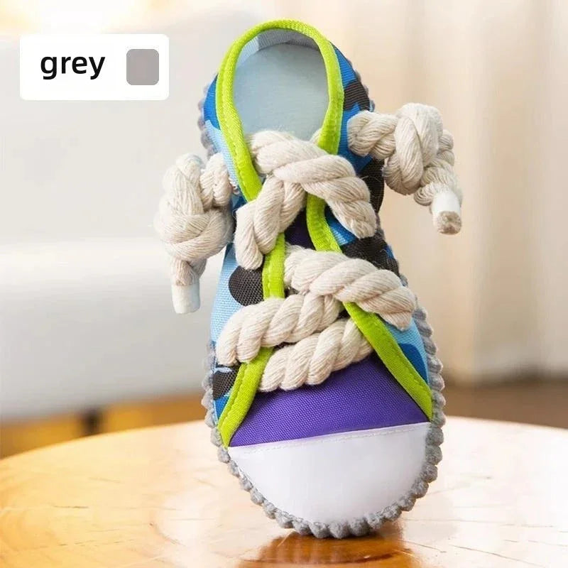 Ciabattina Giocattolo per Cani con Squeaker e Corda in Coton
