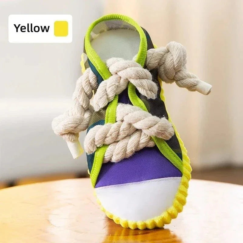 Ciabattina Giocattolo per Cani con Squeaker e Corda in Coton
