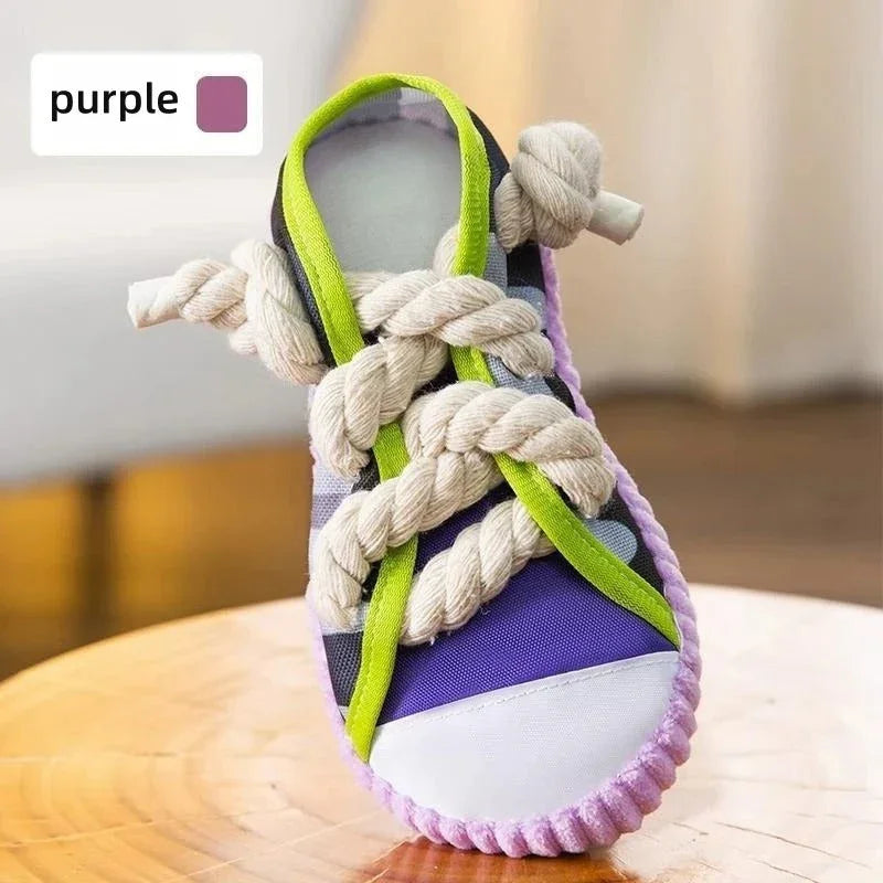 Ciabattina Giocattolo per Cani con Squeaker e Corda in Coton